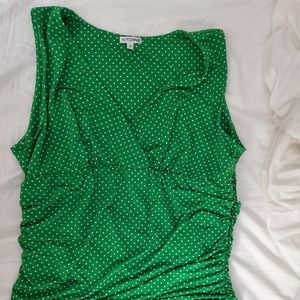 Kiyonna sz 2 green and white polka-dot ruched top